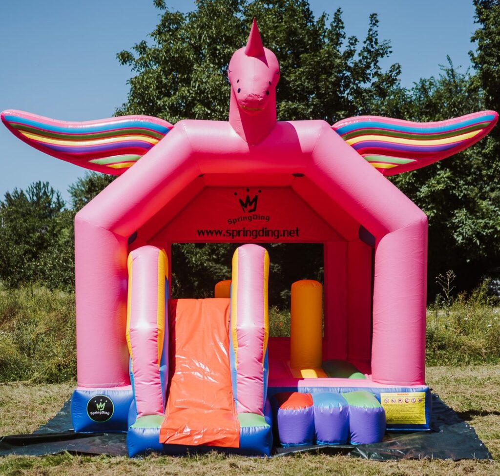 Pinkes Einhorn, pink unicorn, Hüpfburg SpringDing GbR, pink, Einhorn, Unicorn, Rutsche, Party, Feier, Kindergeburtstag, Hüpfburg, mieten