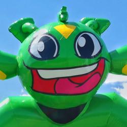 Rouncy Bouncy Hüpfburg Logo, IPS, Interactive Play System Rouncy Bouncy Kopf