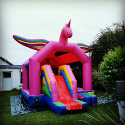 SpringDing GbR Hüpfburgverleih Einhorn, Unicorn, pink, mieten